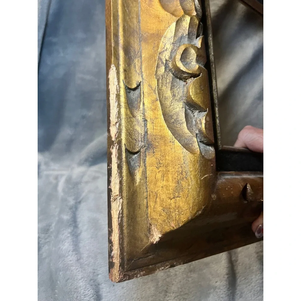 Vintage Mexican Hand Carved Gold Gilt Wood Picture Frame 10x8 Opening Ornate
